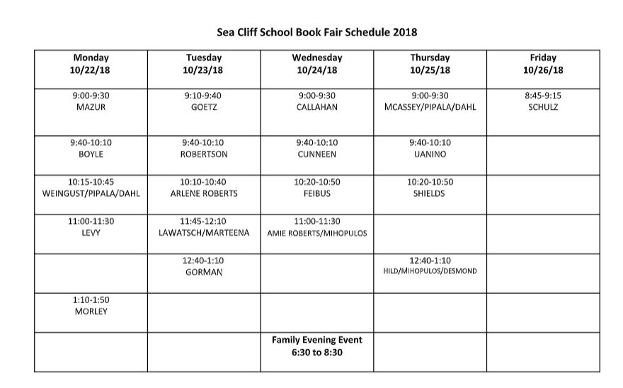 Bookfair class sched